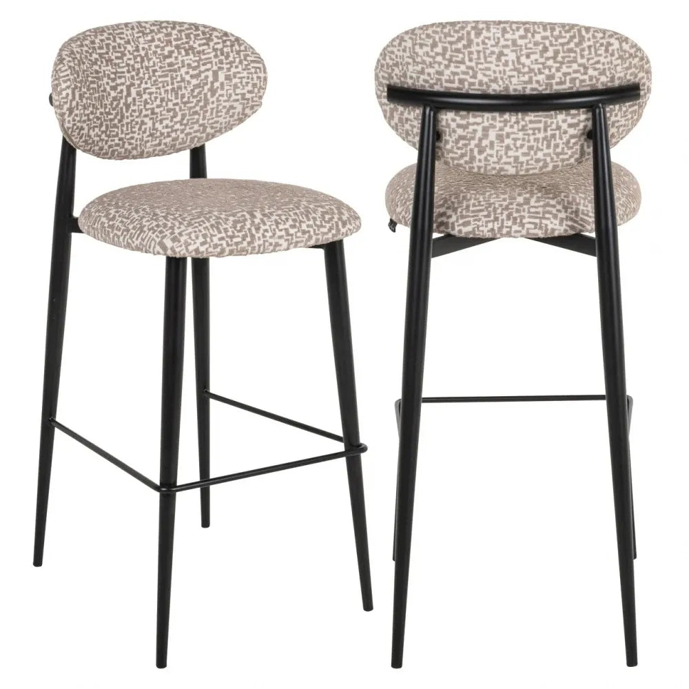 Scaun de bar din Stofa Bej si Metal Negru L46xH104cm Dantes Richmond interiors
