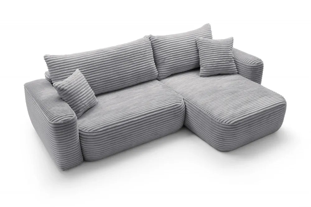 Coltar extensibil tapitat cu Corduroy Negru cu lada depozitare Billy