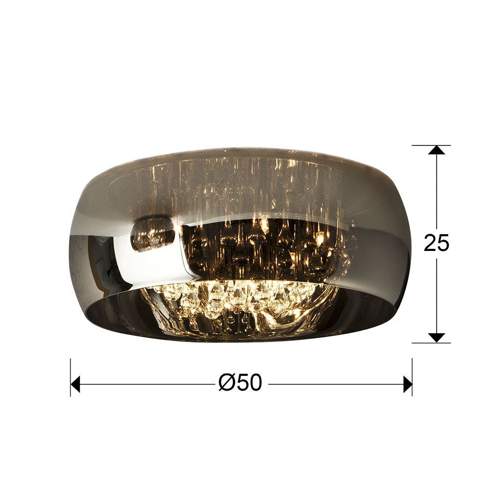 Plafoniera Rotunda din Metal si Sticla Argintiu/Argintiu Argos D50xH25cm