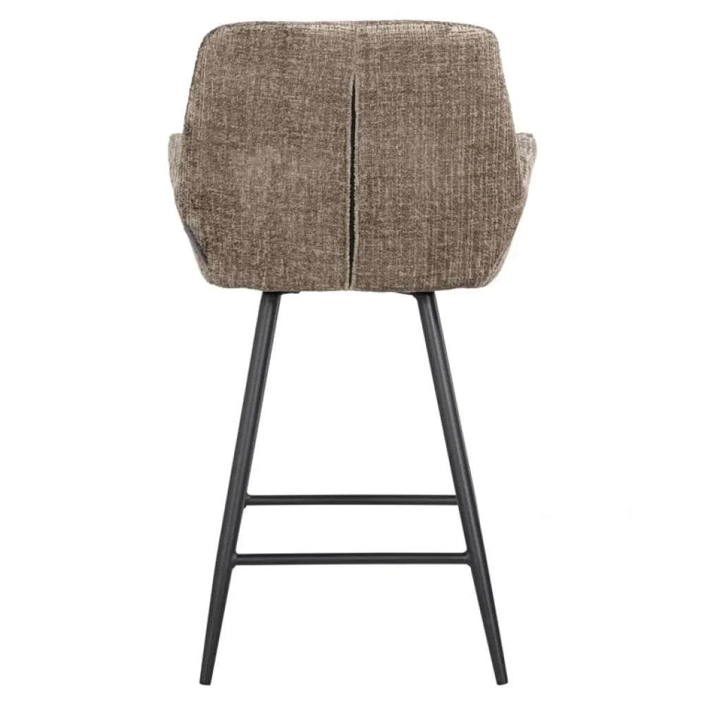 Scaun de insula tapitat cu Chenille Maro cu picioare din Metal Negru H91xL54xA53cm Linsey Richmond Interiors