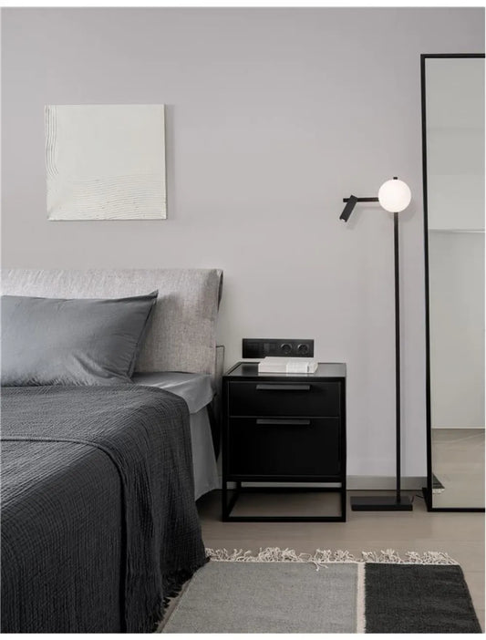 Lampa de podea structura din Metal Negru si abajur din Sticla Alb H150xL26.5cm IP20 9W 650lm 3200k JOLINE