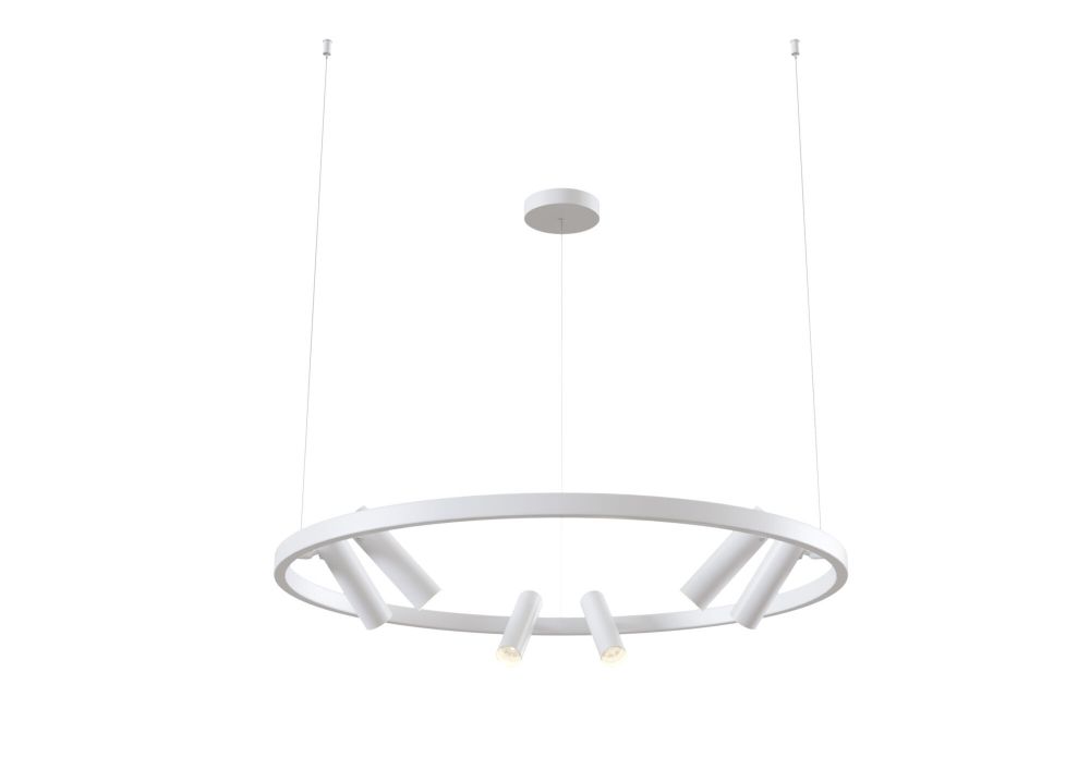 Lustra ovala cu inaltime reglabila din Metal Alb cu LED L120x90xH120cm Satellite