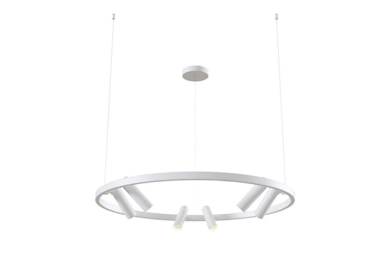 Lustra ovala cu inaltime reglabila din Metal Alb cu LED L120x90xH120cm Satellite