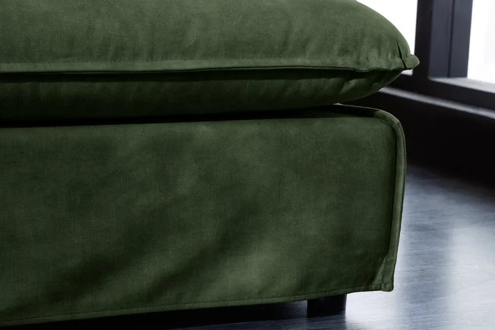 Puf cu husa detasabila din Lemn Negru si Catifea Verde H42xL100cm Heaven