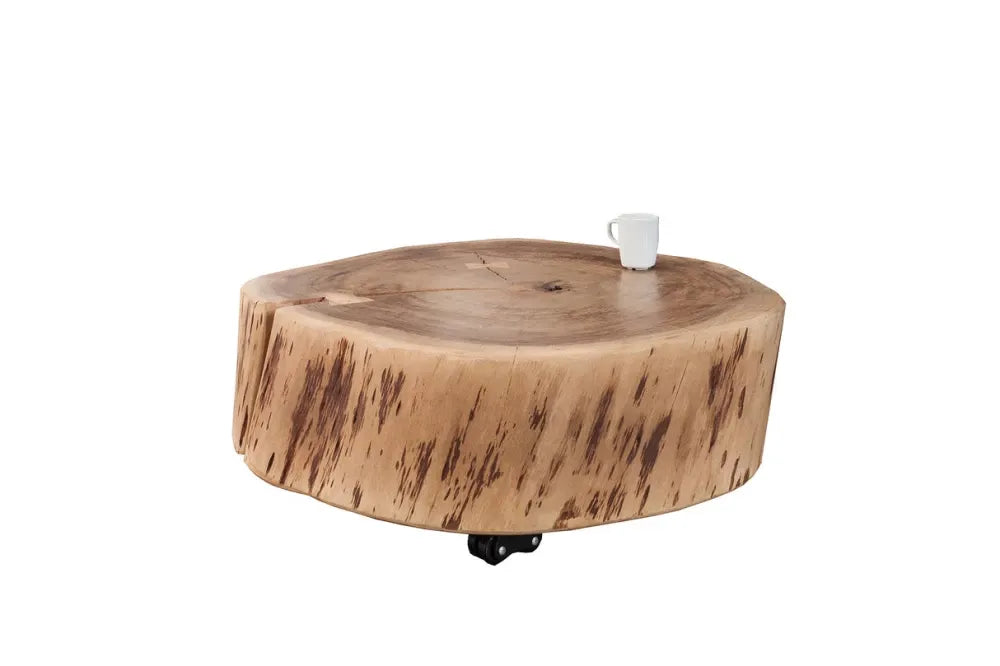 Masuta de cafea cu rotile din Lemn de salcam Maro L60xH25cm Goa