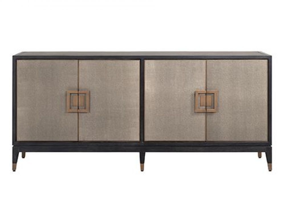 Comoda din piele ecologica si Lemn masiv de stejar Bej/Negru Bloomingville L193xH86cm Richmond Interiors