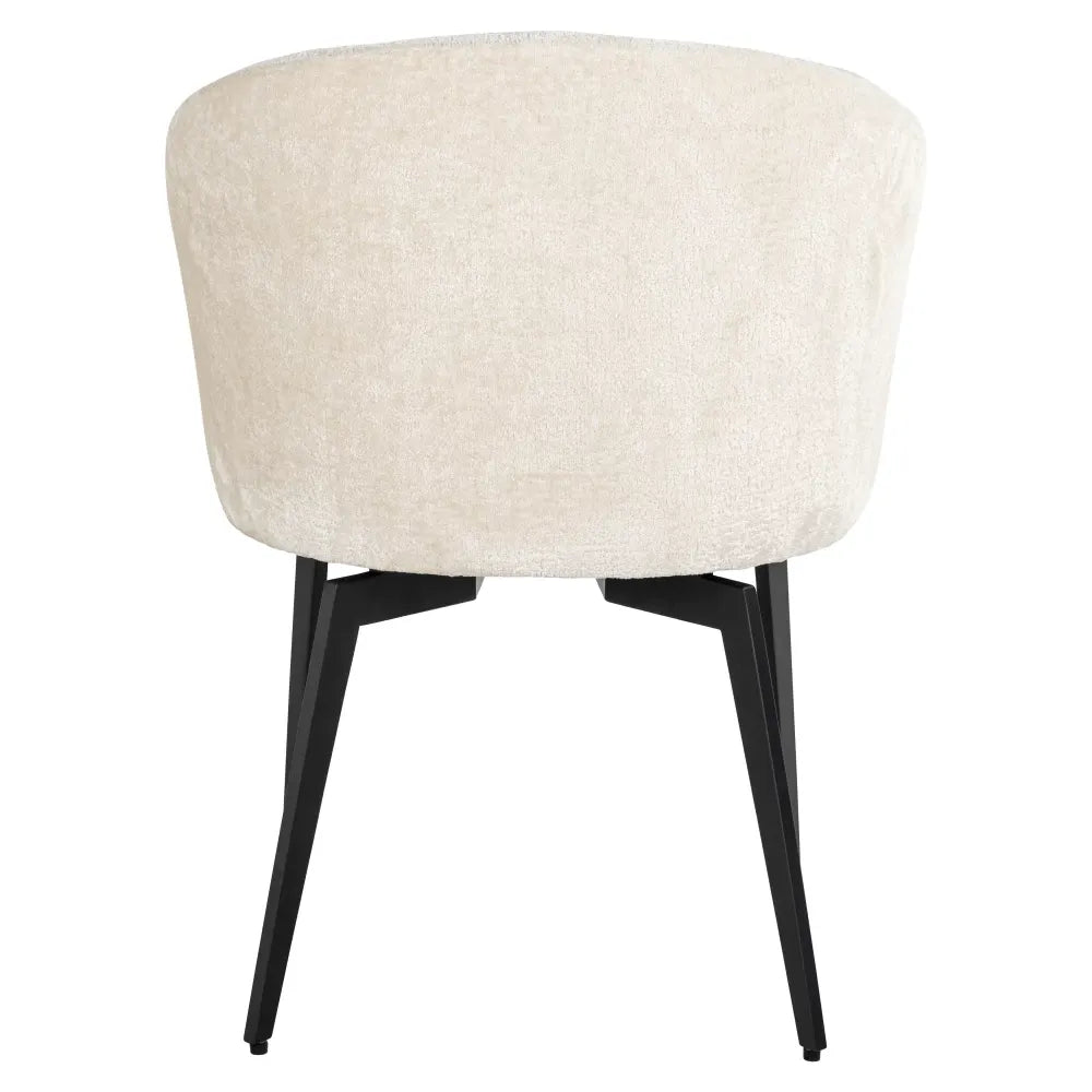 Scaun tapitat cu Chenille Alb cu picioare din Metal Negru H79xL59xA61cm Amphara Richmond Interiors