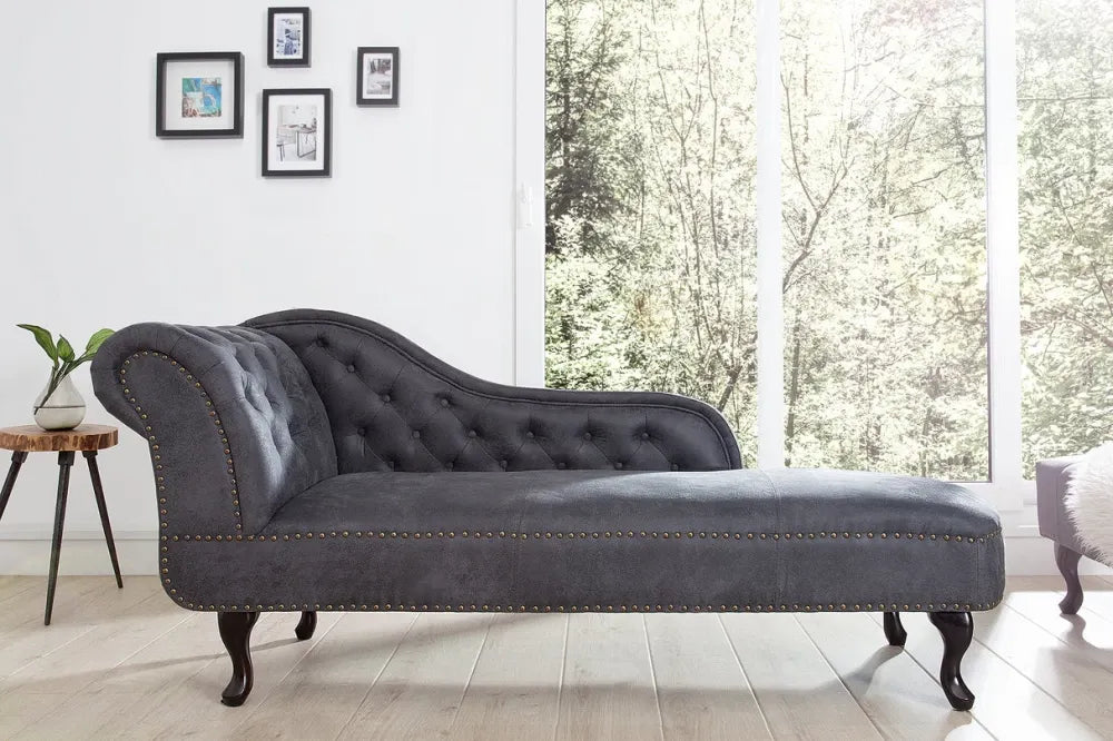Sezlong tapitat cu Microfibra Gri L170cm Chesterfield