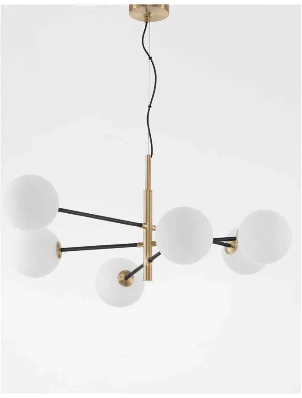 Lustra structura din Metal Negru/Auriu si abajur din Sticla Alb H136xL103cm IP20 VITRA