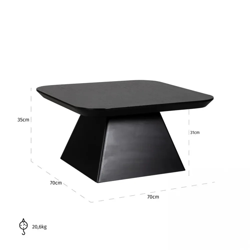 Masuta de cafea Patrata din Furnir de stejar Negru si MDF Negru L70xH35cm Bonvoy