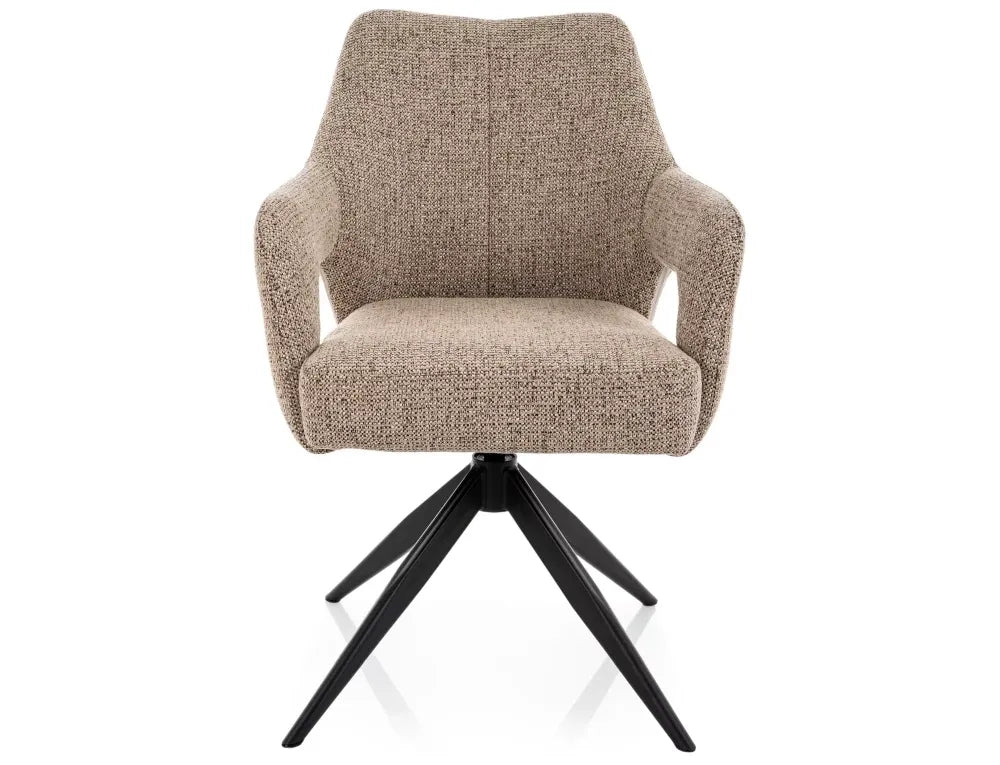 Scaun rotativ din Stofa Bej inchis si Metal Negru H86xL59xA65cm Olsen