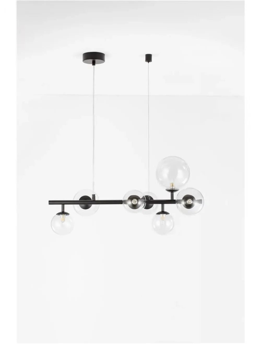 Lustra structura din Metal Negru si abajur din Sticla Transparent H120xL65cm IP20 ODILLIA