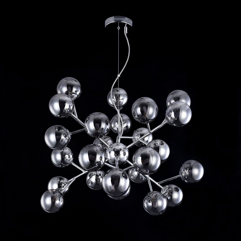 Lustra rotunda cu inaltime reglabila din Sticla Negru cu 24 becuri D65xH147cm Dallas