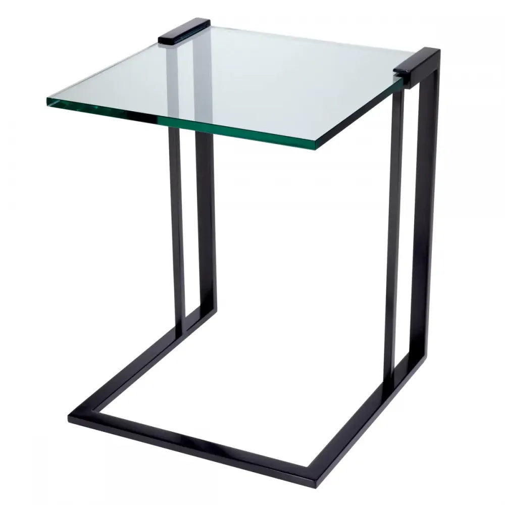 Masuta laterala Patrata din Otel inoxidabil Bronz si Sticla Transparent L45xl45cm Perry Eichholtz