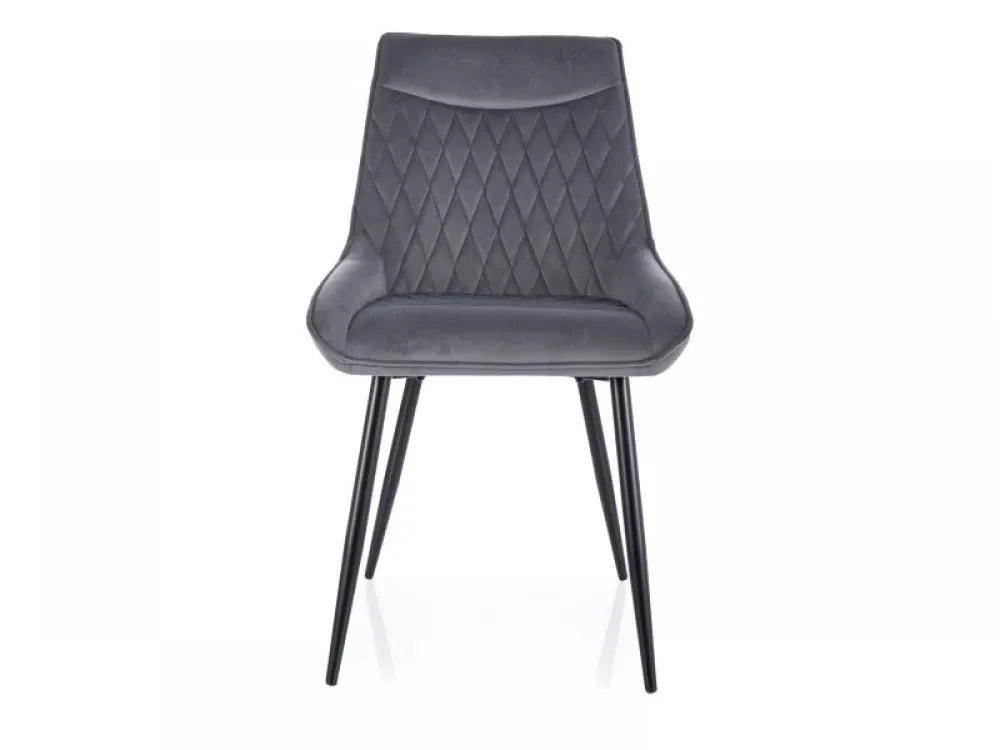 Set 2 scaune tapitat cu Catifea Gri cu picioare din Metal Negru H88xL45xA44cm Agat