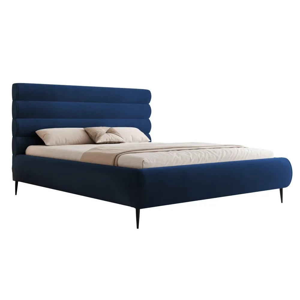 Pat 200 x 200 tapitat cu Catifea Riviera Albastru Kora