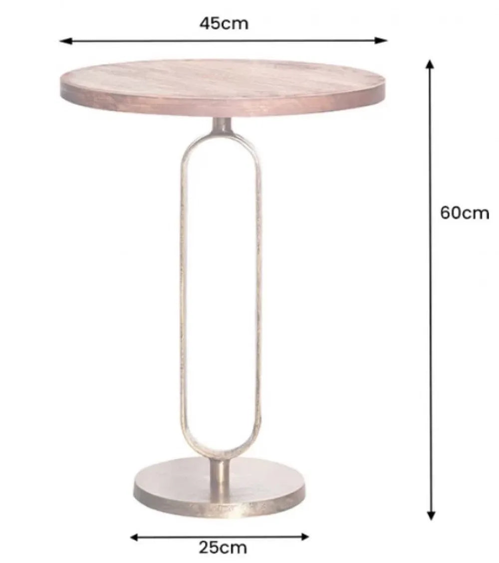 Masuta laterala din Lemn de mango Maro si Metal Auriu D45xH60cm Elegance