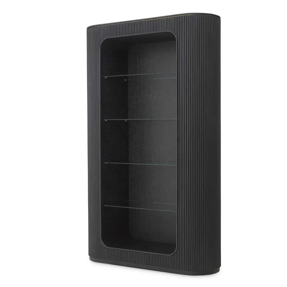 Biblioteca din Sticla Transparent si Furnir de stejar Maro deschis L130xH212cm Bogota Eichholtz