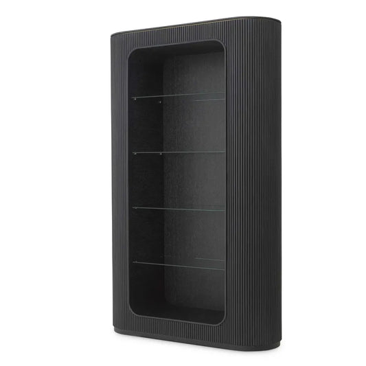 Biblioteca din Sticla Transparent si Furnir de stejar Maro deschis L130xH212cm Bogota Eichholtz