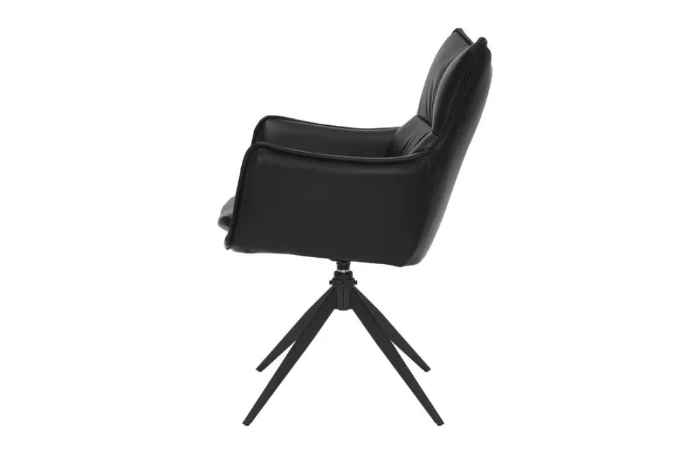 Set 2 scaune rotative tapitat cu Piele artificiala Negru si picioare din Metal Negru H92xL60xA64cm VOGUE