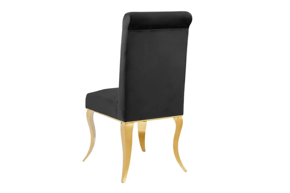 Set 2 scaune tapitat cu Catifea Negru si picioare din Metal Auriu H105xL46xA56cm MODERN BAROCK