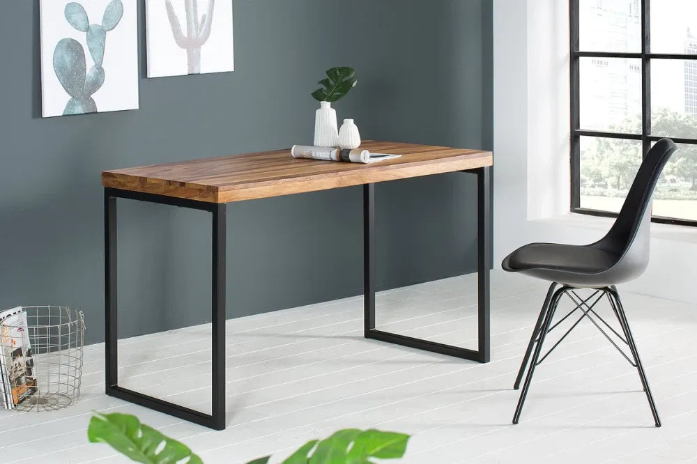 Birou din lemn de sheesham Maro si Metal Negru L118xH77cm ELEMENTS