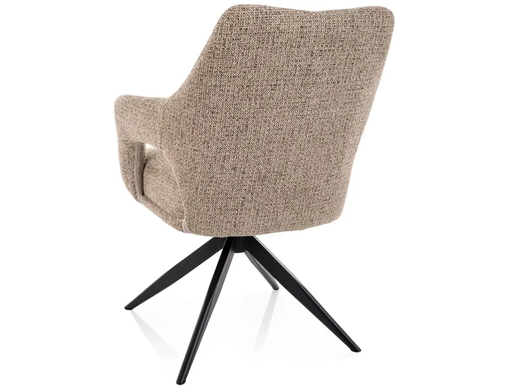 Scaun rotativ din Stofa Bej inchis si Metal Negru H86xL59xA65cm Olsen