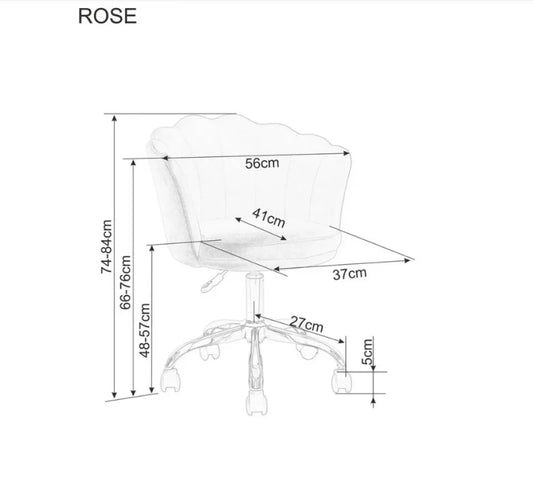 Scaun de birou cu inaltime reglabila tapitat cu Catifea Roz cu picioare din Metal Argintiu H74-84xL56xA41cm Rose