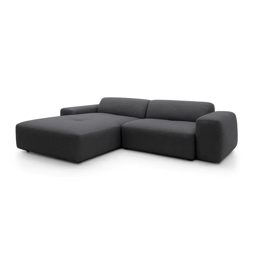 Coltar Loran fix in forma de L din catifea Vogue gri L264×180×H65 cm