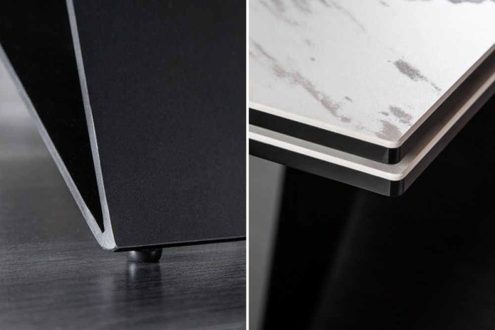 Masa extensibila dreptunghiulara din Ceramica Alb/Gri de 8-10 persoane L180/260x100cm Prometheus
