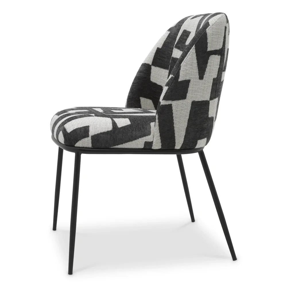 Scaun tapitat cu Stofa Alb/Negru L50xA60xH83cm Caleb Eichholtz