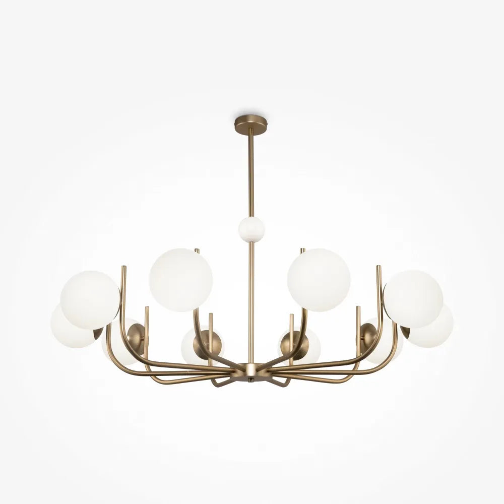 Lustra rotunda din Sticla Alb cu 10 becuri D116xH80cm Rendez-vous