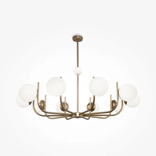 Lustra rotunda din Sticla Alb cu 10 becuri D116xH80cm Rendez-vous
