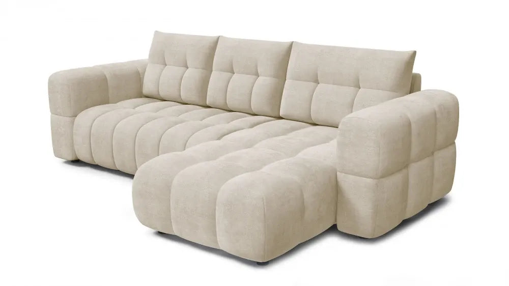 Coltar in forma de L tapitat cu material pet friendly Alias crem L264 x 160cm