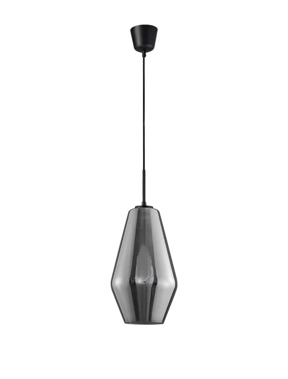 Pendul structura din Metal Negru si abajur din Sticla Crom H120xL17cm IP20 VEIRO