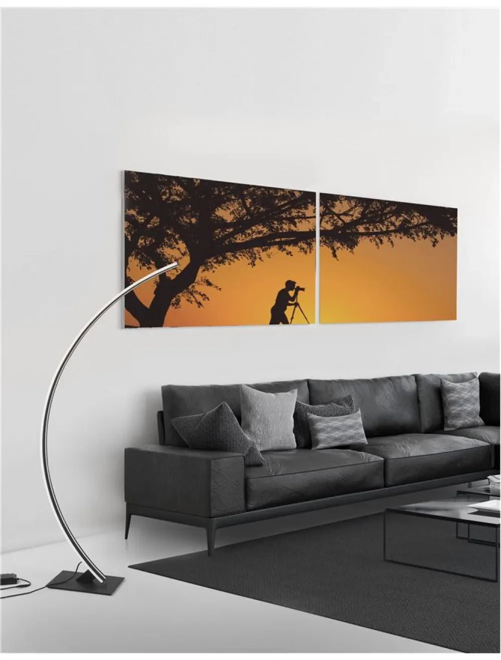 Lampa de podea din Aluminiu Negru H150xL20cm IP20 40W 2120lm 3000k PREMIUM