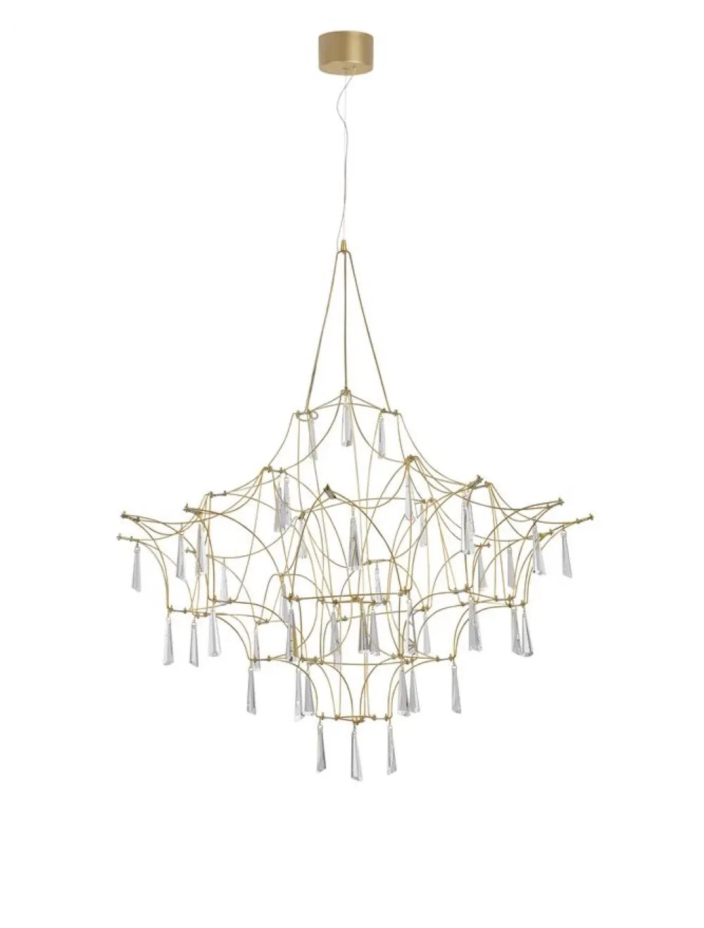 Candelabru structura din Metal Auriu si abajur din Cristal Transparent H160xL80cm IP20 20W 2000lm 3000k GORO