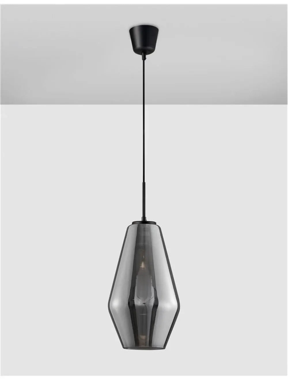 Pendul structura din Metal Negru si abajur din Sticla Crom H120xL17cm IP20 VEIRO
