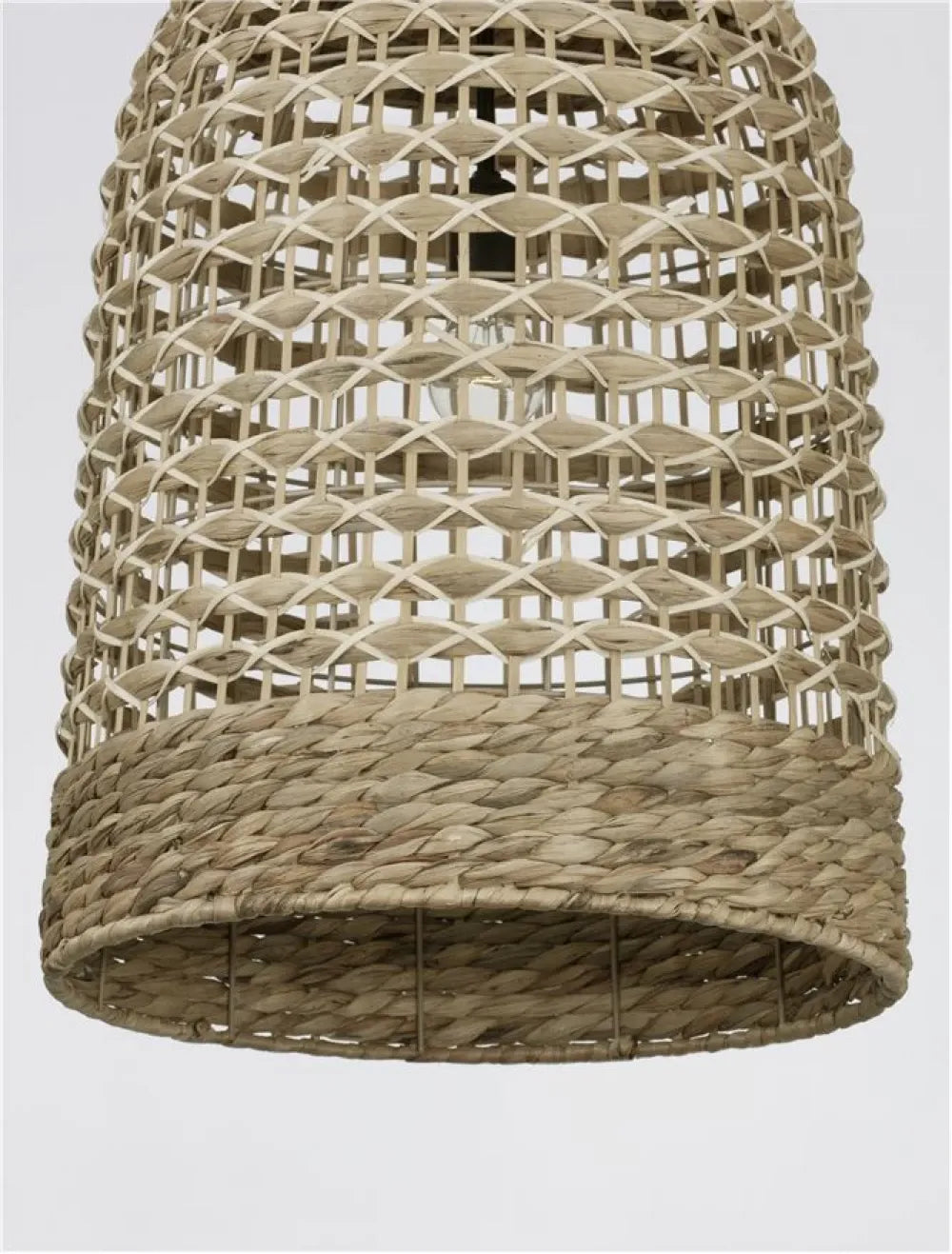 Pendul structura din Metal Negru si abajur din Ratan Bej H205xL42cm IP20 GRIFFIN