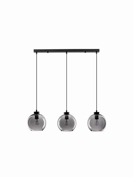 Lustra structura din Metal Negru si abajur din Sticla Fumuriu H145xL84cm IP20 PALMER