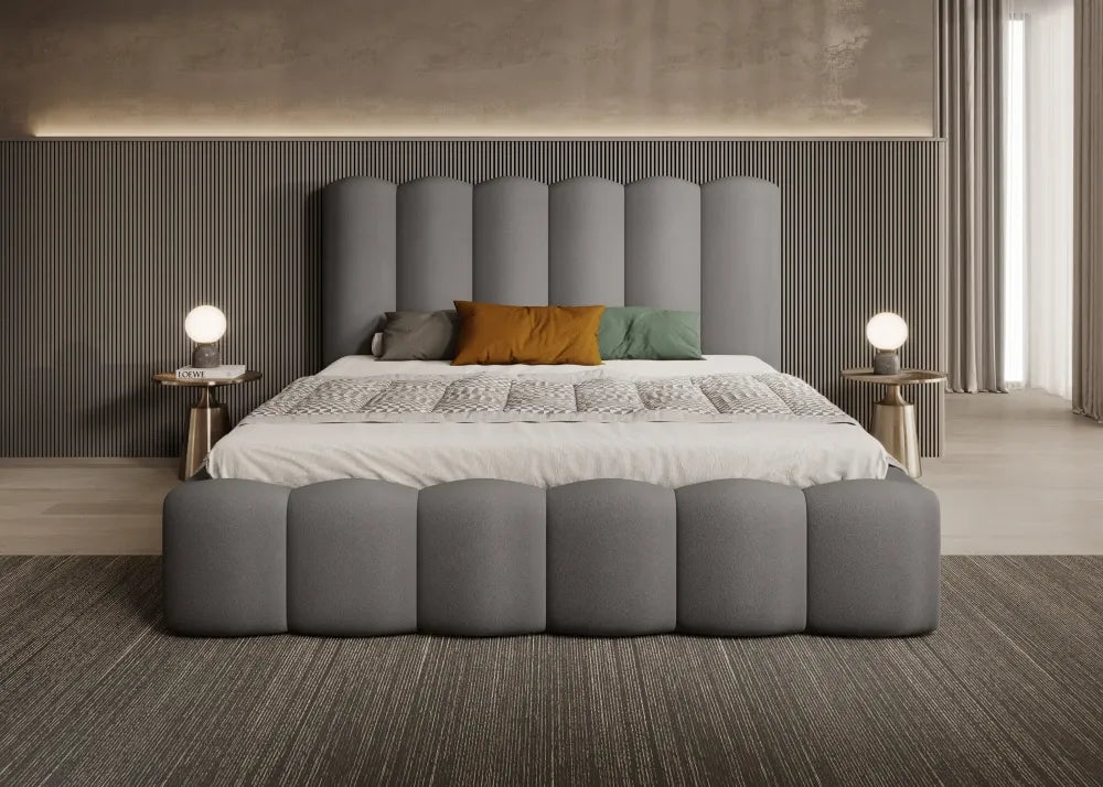 Pat 120 x 200 tapitat cu Catifea Magic velvet Gri Aveline