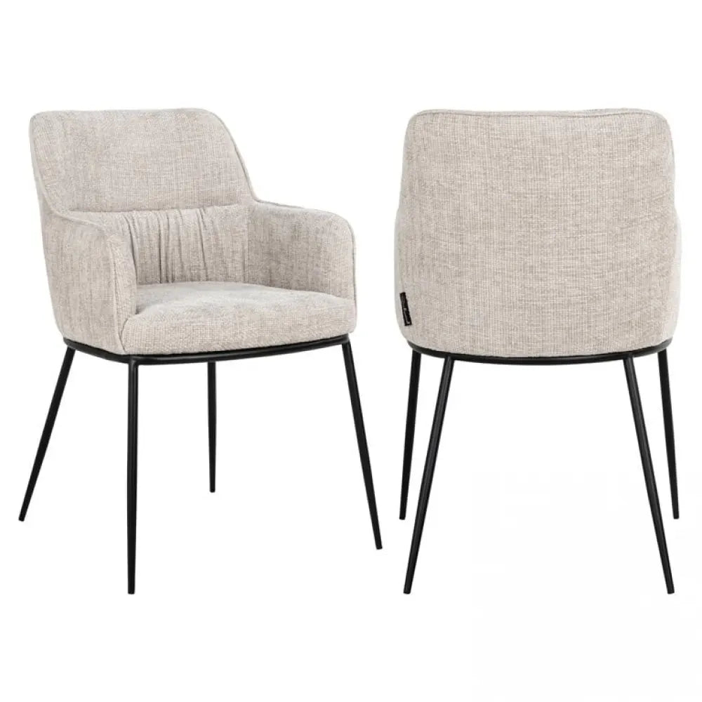 Scaun tapitat cu Stofa Crem cu picioare din Metal Negru H84xL55xA61cm Bella Richmond Interiors