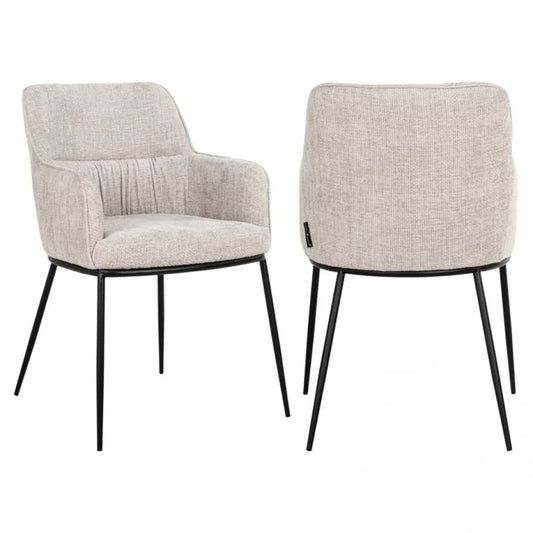 Scaun tapitat cu Stofa Crem cu picioare din Metal Negru H84xL55xA61cm Bella Richmond Interiors