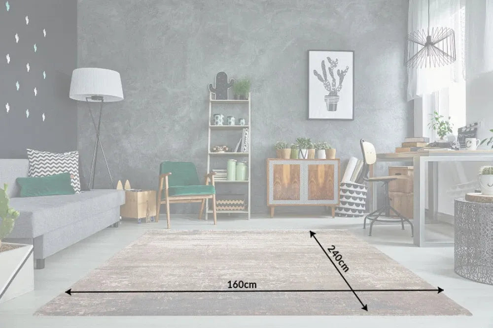 Covor din Bumbac/Poliester Gri/Bej L240cm Modern Art
