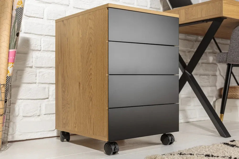 Dulapior de birou cu rotile din MDF Maro/Negru L40xH62cm STUDIO