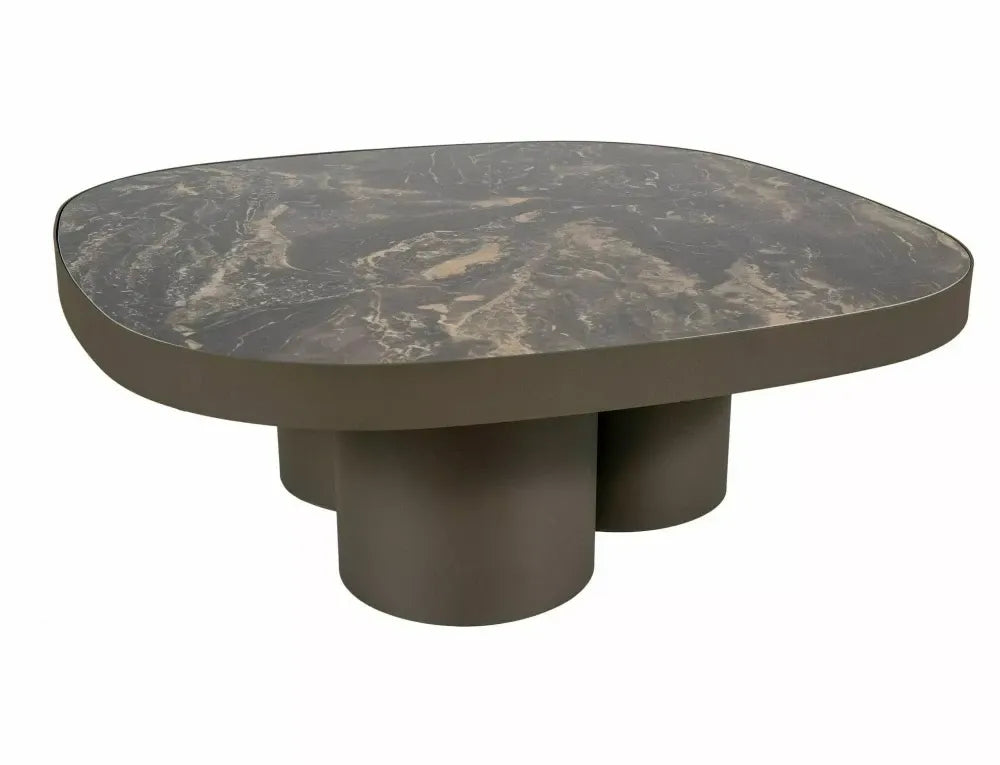 Masuta de cafea din Metal Cupru si Ceramica Negru cu efect de marmura L100xH38cm Stella A