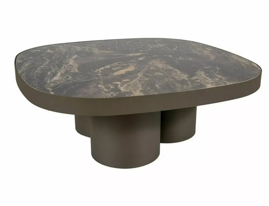 Masuta de cafea din Metal Cupru si Ceramica Negru cu efect de marmura L100xH38cm Stella A