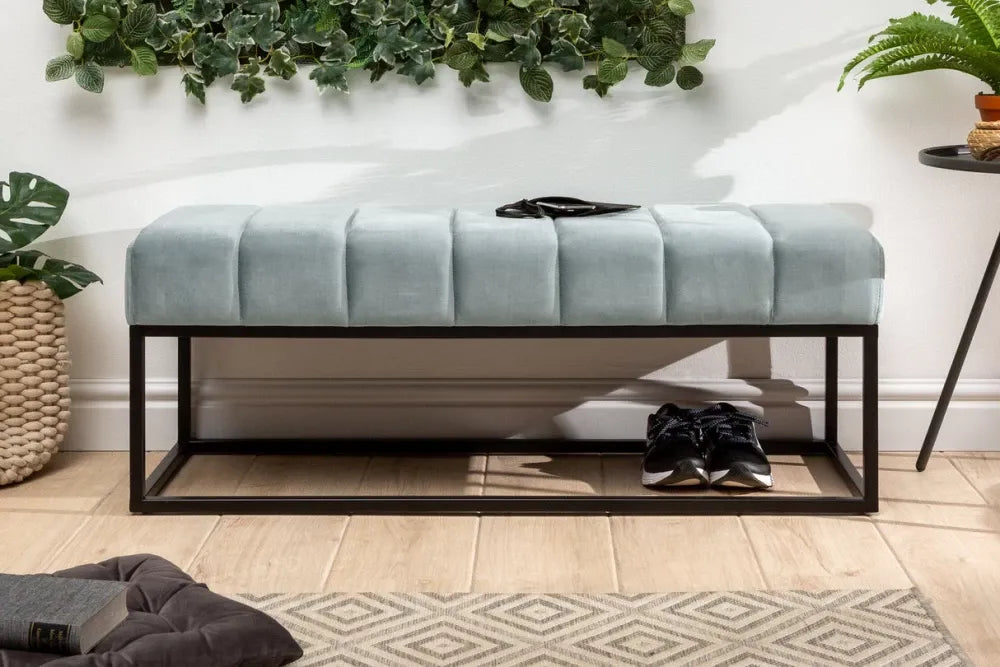 Bancheta din Metal Negru si Catifea Verde mint H40xL108cm Petit beaute