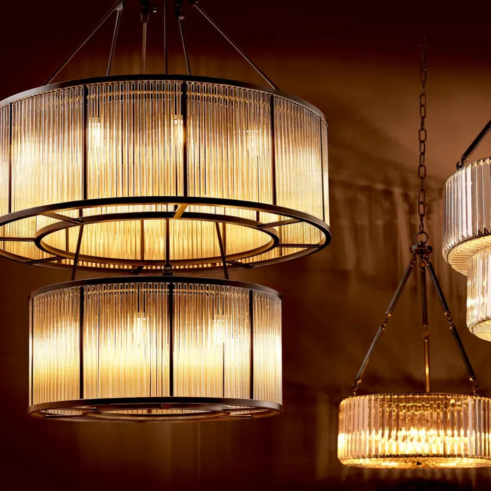 Candelabru din Metal Bronz si Sticla Transparent H116xD90cm Bernardi Eichholtz