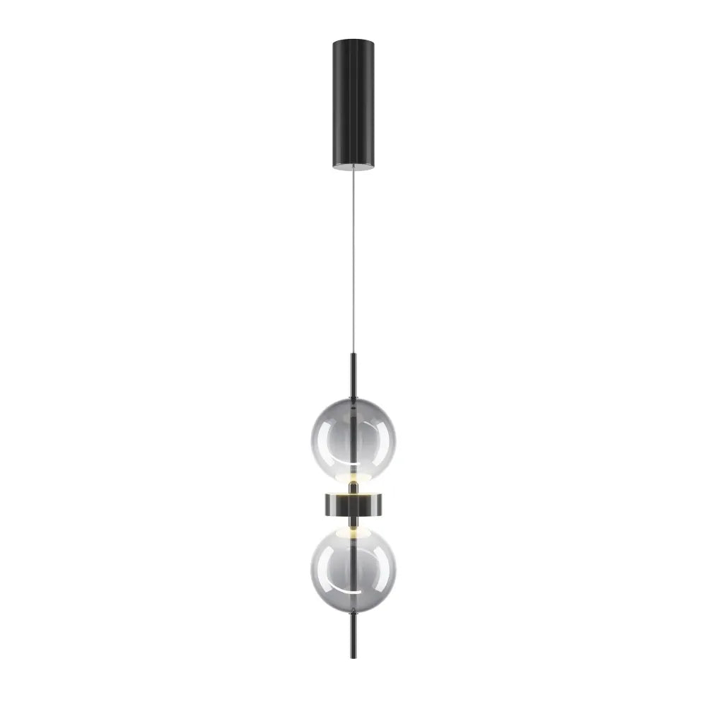 Pendul din Metal Negru si Sticla Fumuriu H359.5xD12cm Double Moon